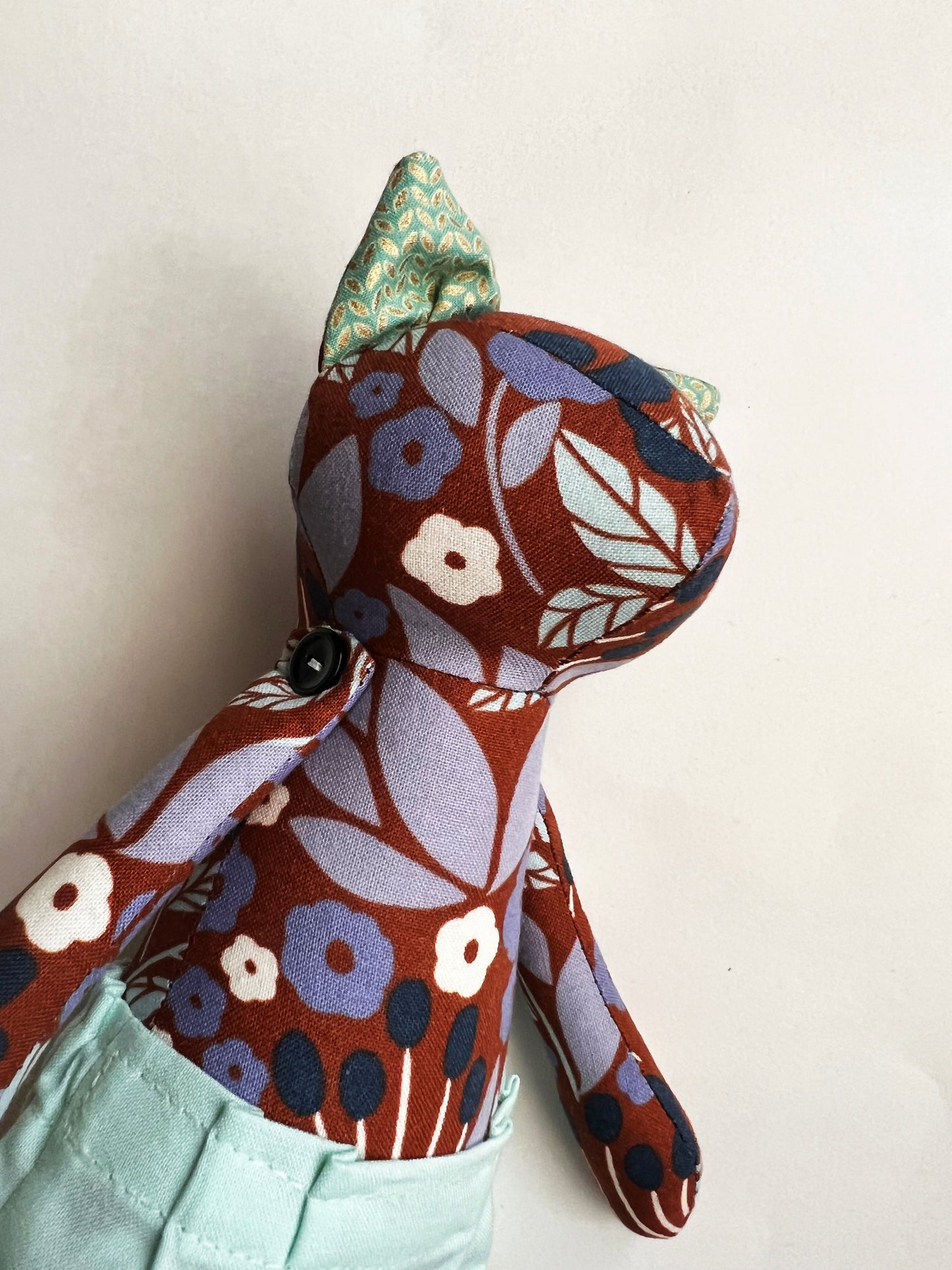 Kitty Cat Doll, Mini - Dark Floral