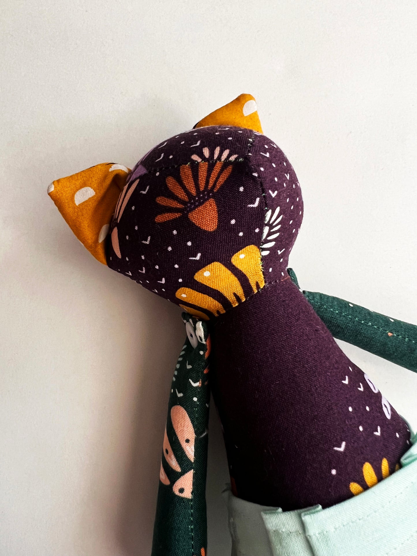 Kitty Cat Doll, Mini - Dark Floral